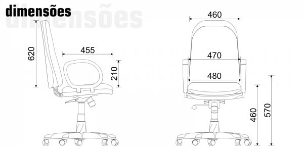 Cadeira Presidente Opeativa - Dimensões