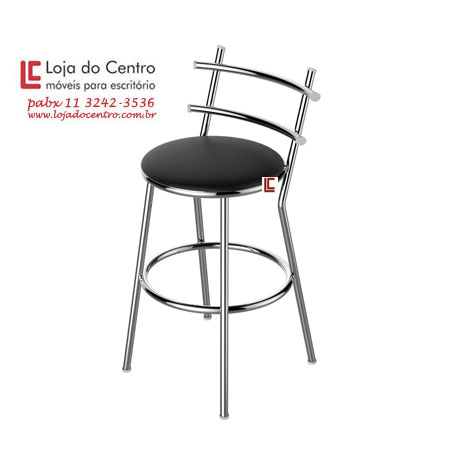 Banqueta Alta Básica preta, Banqueta Alta Básica cromada