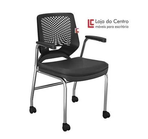 Cadeira 4 Pés com Rodízios - Cadeira Executiva Secretária - Moveis para Escritorio SP