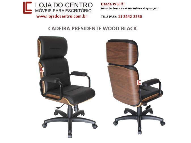 Cadeira Presidente Wood Black SP, Cadeira Presidente Wood Black em SP