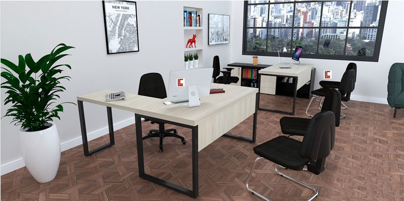 Mesa em L Office Mart SP, Mesa em L para escritório, Mesa em L escritório